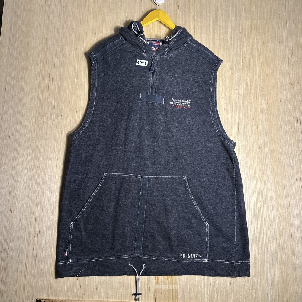 Vintage 90s South Pole Authentic Denim Hoodie Gray Sleeveless XL Hooded Men Vest